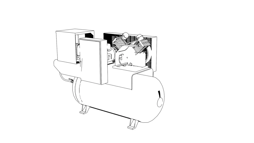 潤滑油ブランド：コンプレッサーの形状を示すイラスト。
