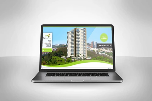 住宅プロジェクト:物件紹介サイトをノートパソコンに表示したモックアップ。